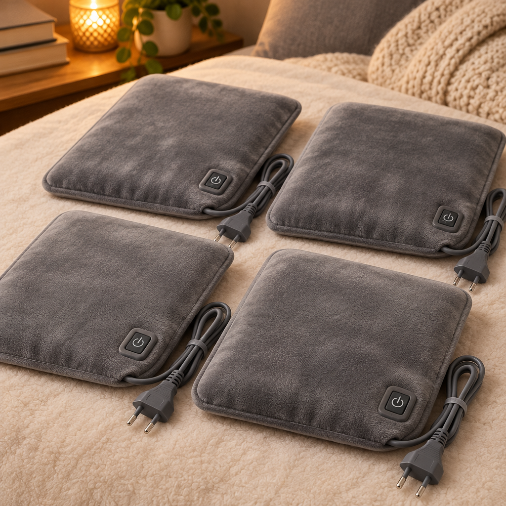 4 coussins chauffants côte à côte
